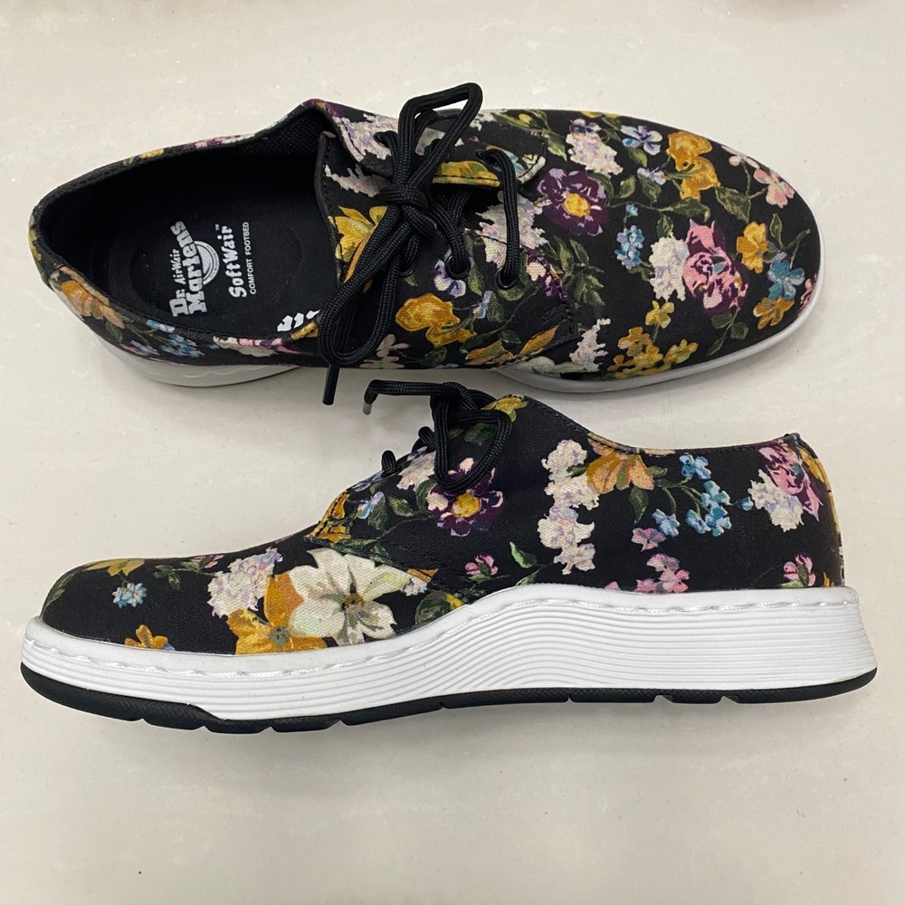 Dr. Martens Cavendish DF Floral Canvas Shoes Black Multi Color Womens 7 AW004